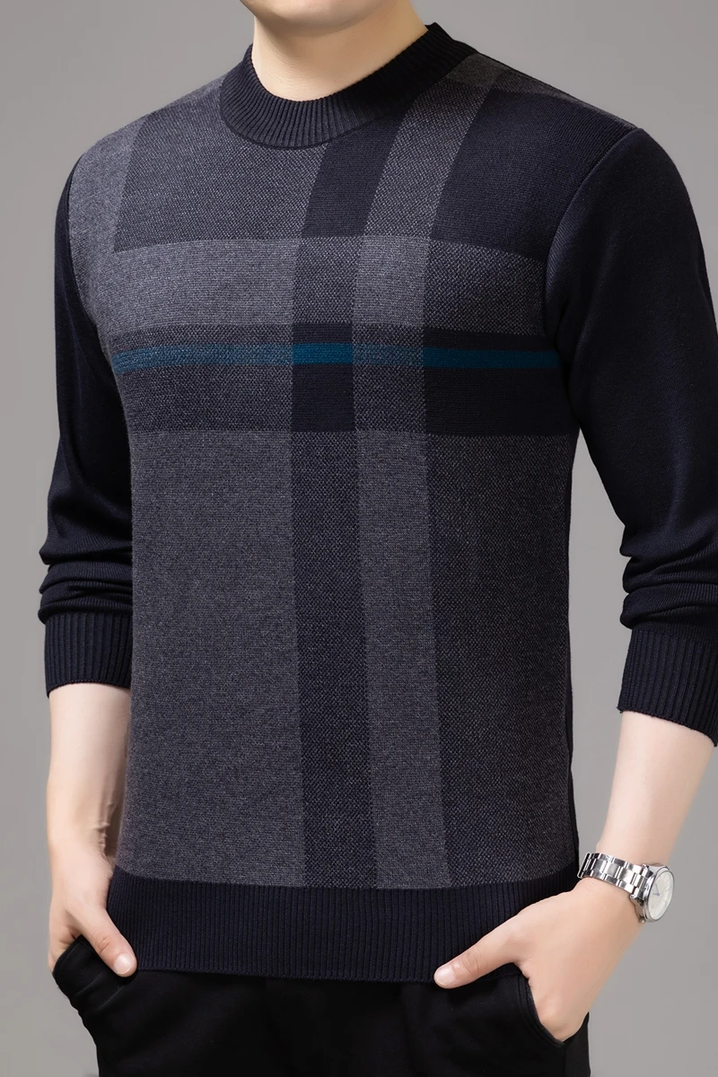 Casual Thick Warm Winter Striped Knitted Pull Sweater Men Wear Jersey Dress Pullover Knit Mens Sweaters Male Fashions 02196