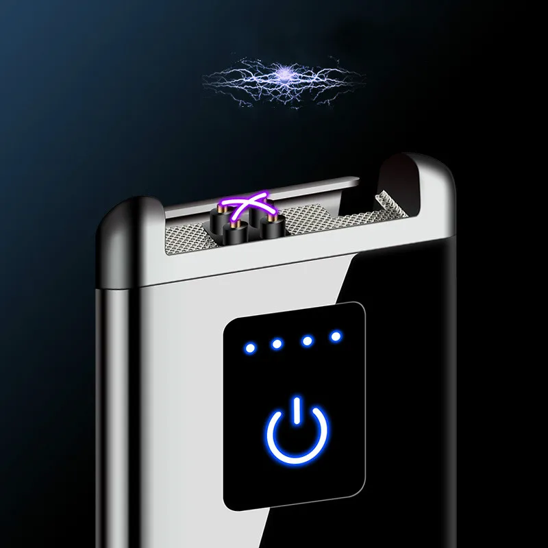 Классическая двойная дуговая зажигалка, ветрозащитная электронная usb-зажигалка для зарядки, электрическая зажигалка для курения