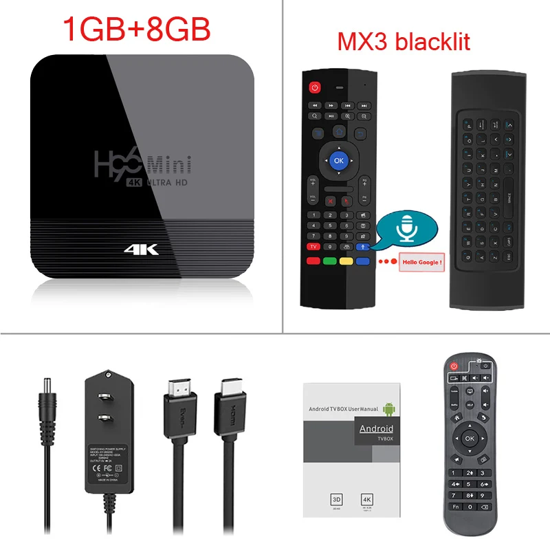 1GB 8GB MX3 ТВ-приставка ZKMAGIC Android 9,0 H96Mini H8 Rockchip RK3328 1 ГБ 8 ГБ 16 ГБ Android box 2,4/5,0G WiFi Google Play Android Tv box - Цвет: 1GB 8GB MX3