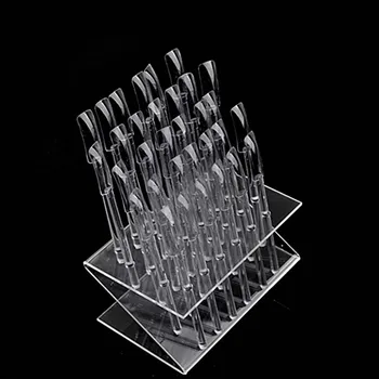 

32 Tips Pop Sticks Clear Acrylic Nail Art Display Stand Nails Polish Practice Training Tool Swatches Showing Shelf LDO99