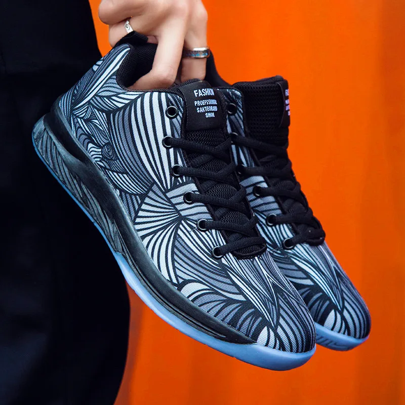 Темно-серый Colorful high-end basketball shoes men's casual shoes breathable wear-resistant non-slip sneakers Zapatillas Hombre large size - Цвет: Темно-серый