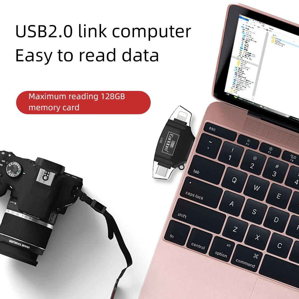 Адаптер FDBRO microSD, устройство для чтения карт SD, устройство для чтения карт microsd, устройство для чтения карт SDHC, SDXC, TF, usb c, OTG, карта памяти duo RS, MMC, адаптер для iphone