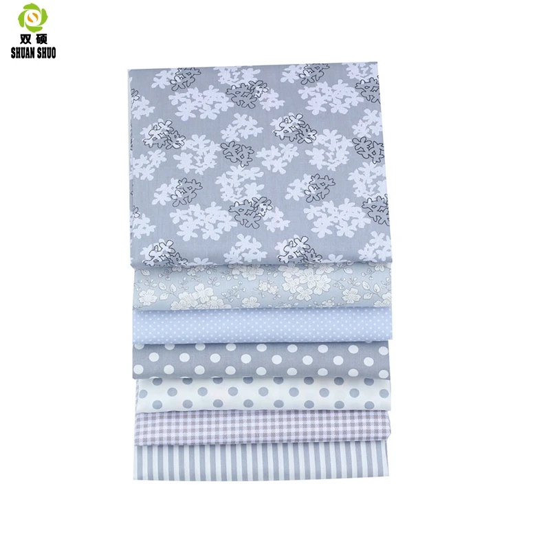 Lattices&Stripes Print Patchwork Fabric Fat Quarter Bundles Cotton Fabric For Sewing Doll Cloths 40*50cm 7pcs/lot