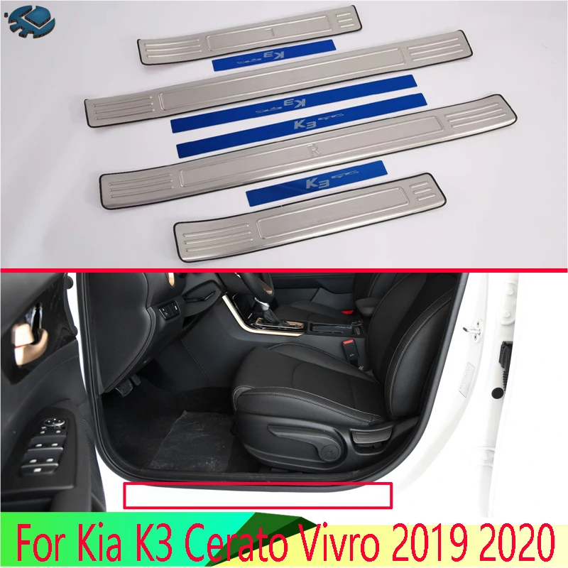 

Для Kia K3 Cerato Vivro 2019 2020, автомобильные аксессуары, внутренняя панель из нержавеющей стали, Накладка на порог, Накладка на порог