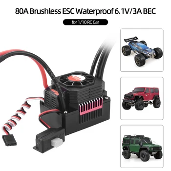 

SURPASS HOBBY 80A Brushless ESC Waterproof Electric Speed Controller for 1/10 RC Truck Off-road RC Car Accessories