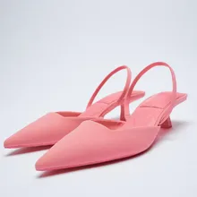 Chaussures de printemps pointues pour femmes, élégantes, simples, à dos nu, à talon fin, mi-talon, professionnelles, nouvelle collection 2021