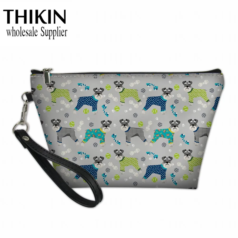 THIKIN, женские косметички, мультяшный шнауцер, с рисунком щенка, косметички, дамский набор для мытья, сумки, женские дорожные сумочки для туалетных принадлежностей - Цвет: as picture