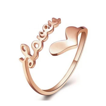 

Choke a small pepper rings titanium steel rose gold color gold tail ring opening Korean version of love letters love finger ring