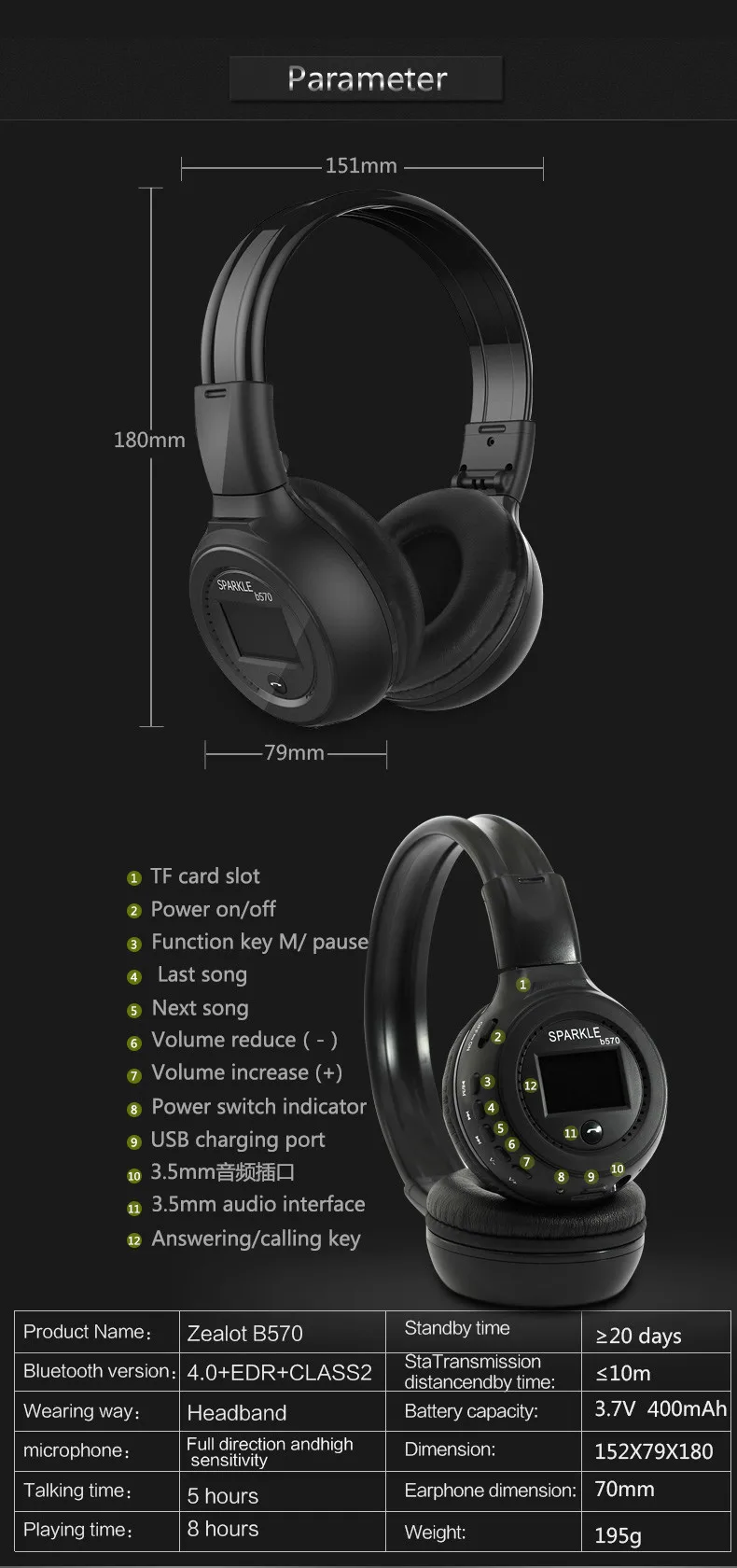 B570 стерео Bluetooth Беспроводные наушники с микрофоном гарнитуры для мобильных наушников для Iphone samsung Xiaomi htc/FM радио