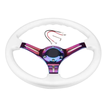 

Chrome 350mm 14Inch ABS Racing Steering Wheel 45mm Deep Dish Car Steering Wheel Universal White
