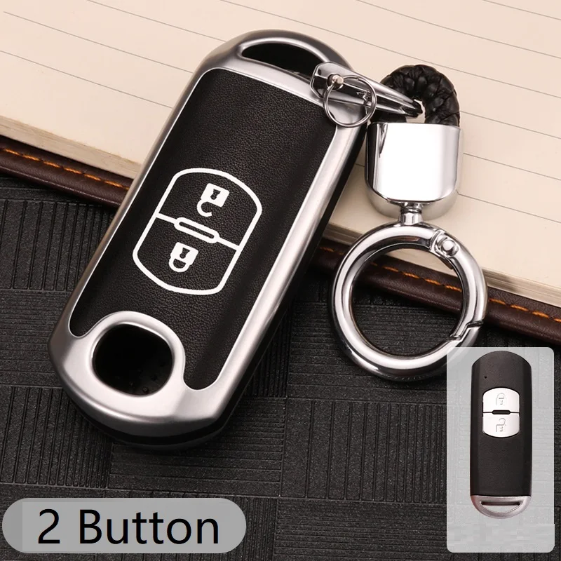 2button Silver Цинковый сплав+ светящийся автомобильный чехол для дистанционного ключа для Mazda 2 3 6 Demio CX-3 CX-5 CX-7 CX8 CX-9 MX5 Axela Atenza 2/3 кнопки - Название цвета: 2button Silver