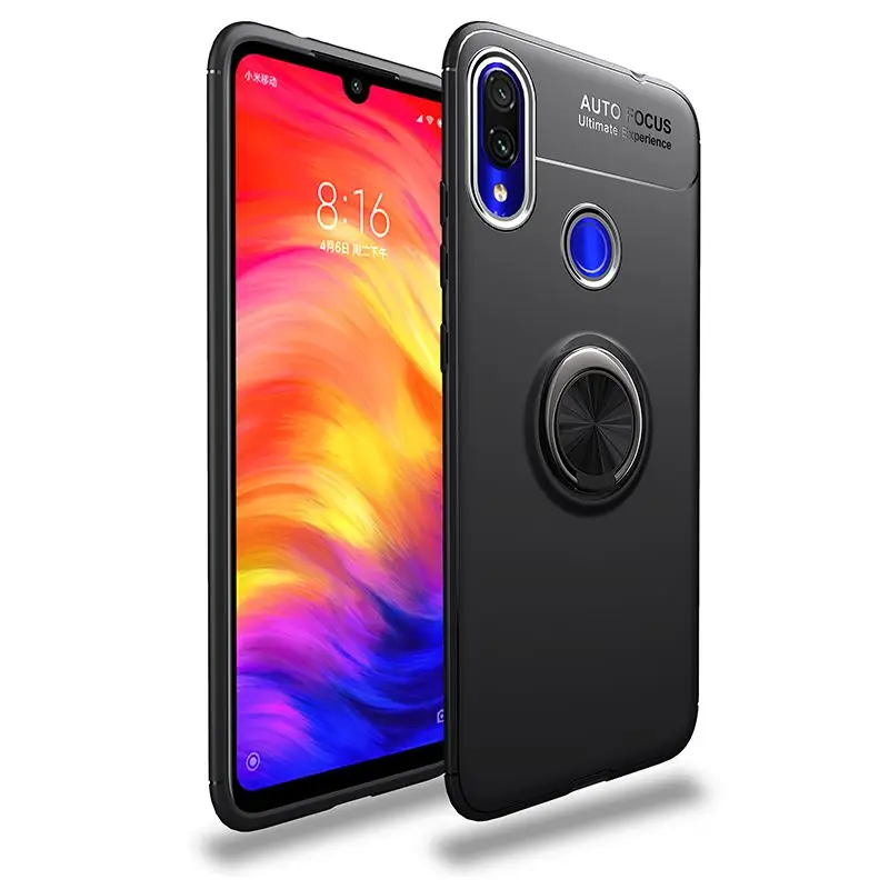 Для Redmi Note 7 Pro Redmi 7 7A металлический Невидимый кольцевой кронштейн TPU чехол для Redmi Note6 Note 6 Pro Магнитный поглощающий чехол - Цвет: black