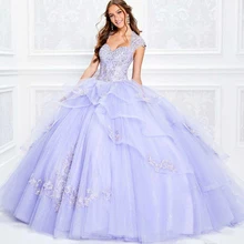 Светло-Фиолетовое бальное платье пышные платья многоуровневый тюлевый кружевной накладной орнамент сладкий 16 вечерние платья одежда на заказ