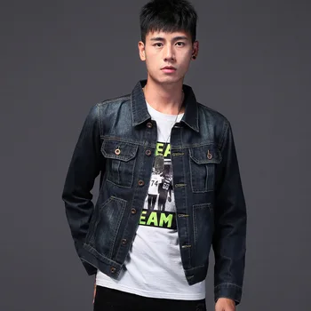 

2020 Men Autumn Vintage Denim Jacket Teenager Slim Fit Short Handsome Denim Jacket