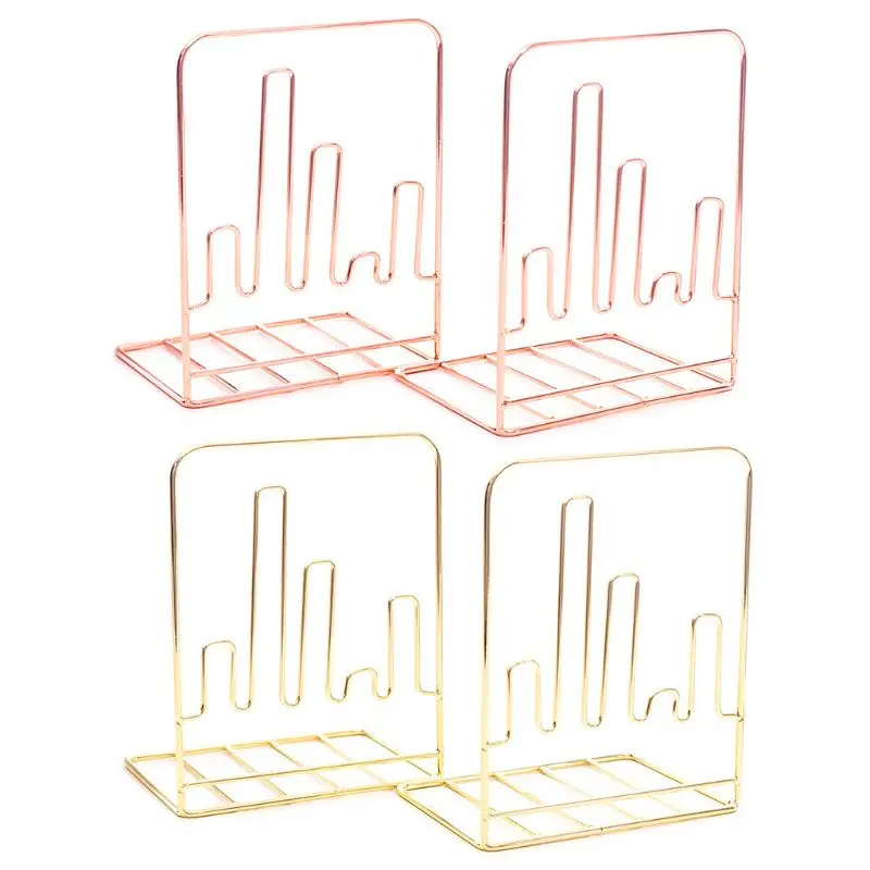 

1 Pair Creative Electrocardiogram Shape Bookends Book Support Stand Desk Holder