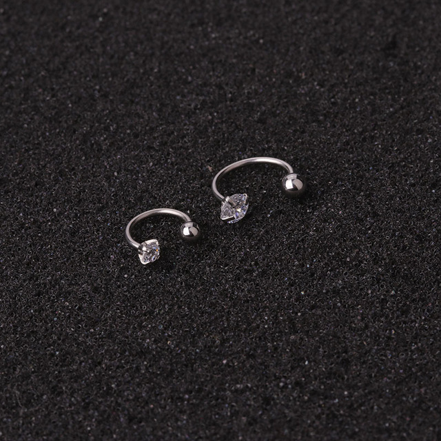 6/8mm Stainless Steel Zircon Cz Hoop Tragus Cartilage Helix Stud Earring Conch Rook Daith Lobe Ear Screw Piercing Jewelry