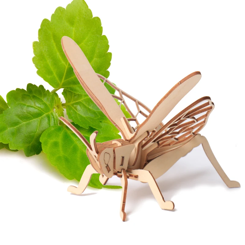 Baby toys Montessori teaching aids 3D puzzle DIY puzzle board wooden puzzle insect animal handmade education assembled toy gift