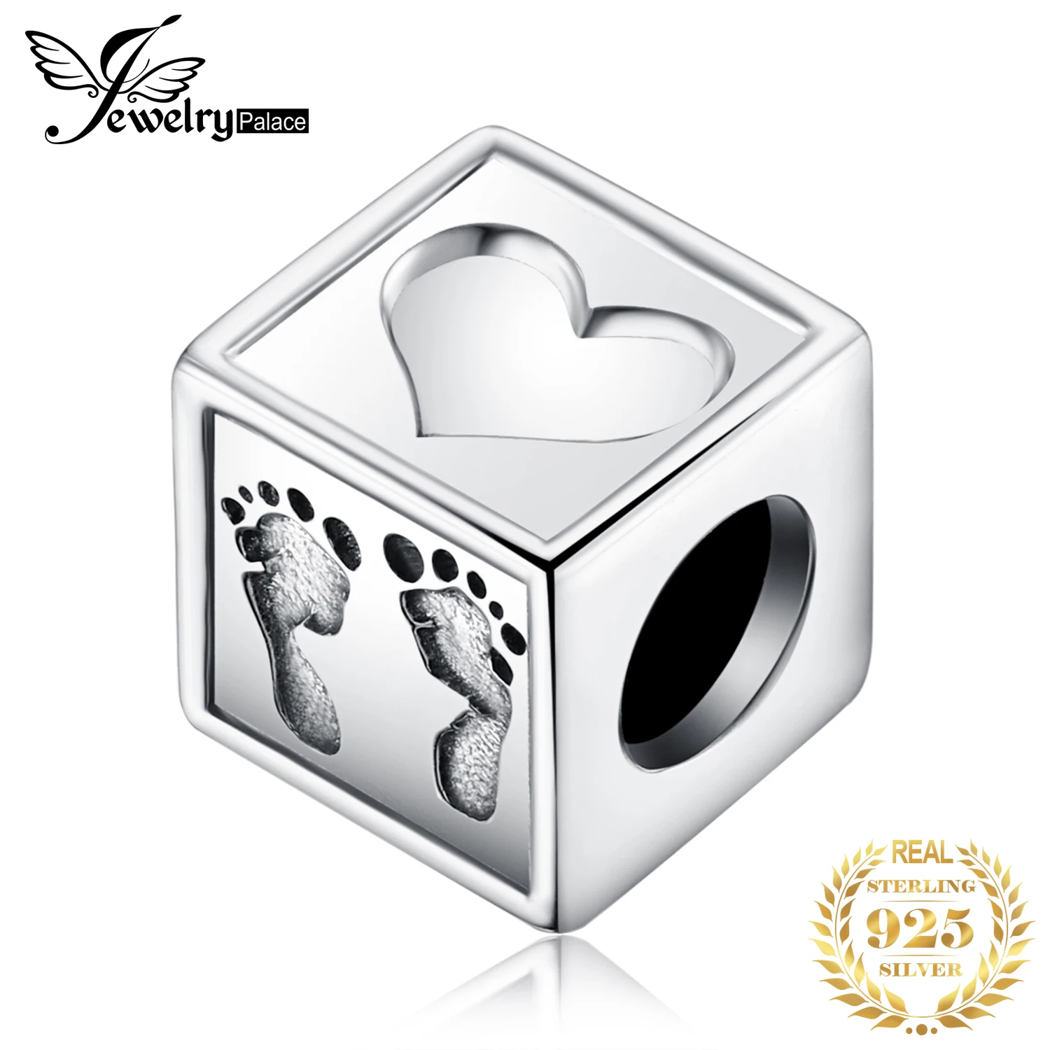 JewelryPalace Sweet Heart гравировкой след и отпечаток руки площади шарма шарика Fit Браслеты для Для женщин Новая горячая распродажа