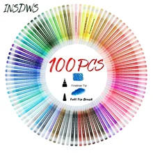 100 цветов, двойной наконечник, ручка для кистей, кончик для кистей и кончик для кистей, маркеры для рисования, раскрашивания, художественные канцелярские принадлежности