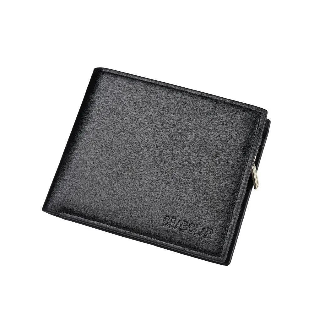 Мужские кошельки мужские кожаные cartera hombre короткий карман на молнии для мужчин кошелек Тонкий клатч мужской кожаный кошелек portafoglio - Цвет: Black