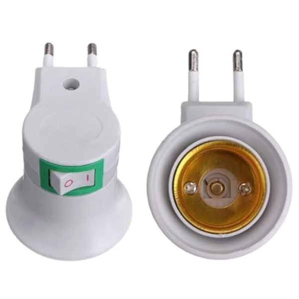 

E27 LED Light Male Socket to EU Type Plug Adapter Converter Bulb Lamp Holder