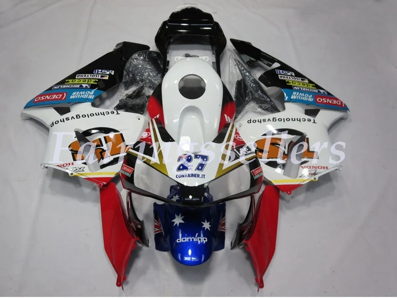 

Top (Injection mold) New ABS Motorcycle Full Fairing Kit Fit For Honda CBR600RR F5 2004 2003 Fairings set Blue White Splatter