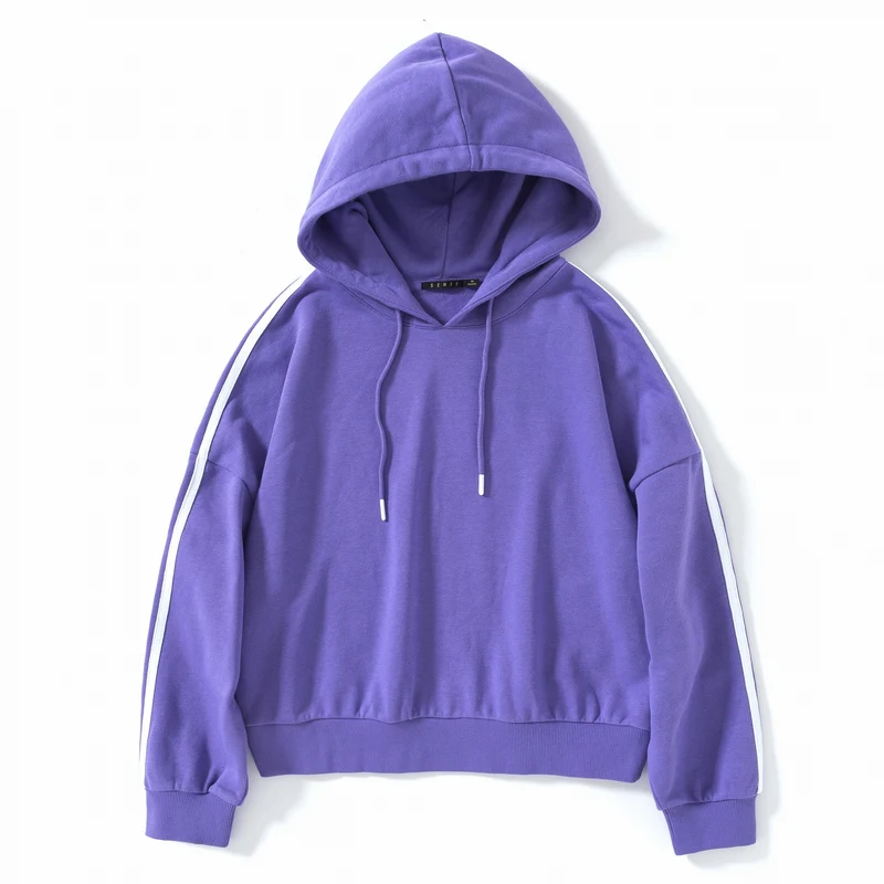 Semir толстовки женские весна и осень тонкие свободные корейская молодежная мода с капюшоном с длинным рукавом лента хит цвет волна свитер - Цвет: purple