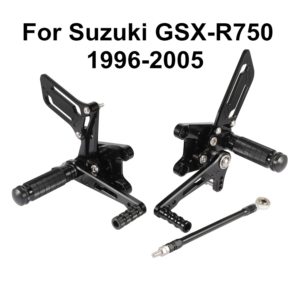 Черный для Suzuki GSX-R750 GSXR750 GSXR 750 1996-2005 Мотоцикл с ЧПУ Регулируемые наездники задние наборы Rearset подножка подножки D40