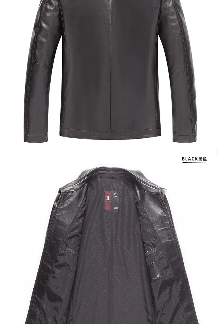 New Style Haining Genuine Leather Clothes Men's Fold-down Collar First Layer Sheep Skin Casual Coat Middle-aged Genuine Lea