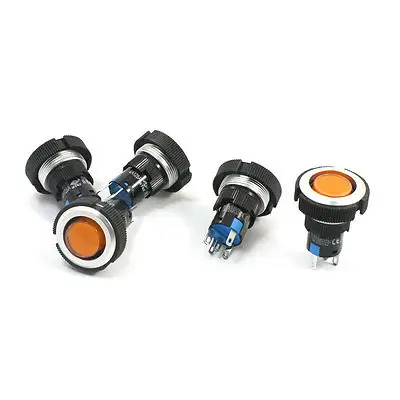 

12V 22mm SPDT 1NO 1NC Momentary Orange Pilot Lamp Car Push Button Switch 5 Pcs