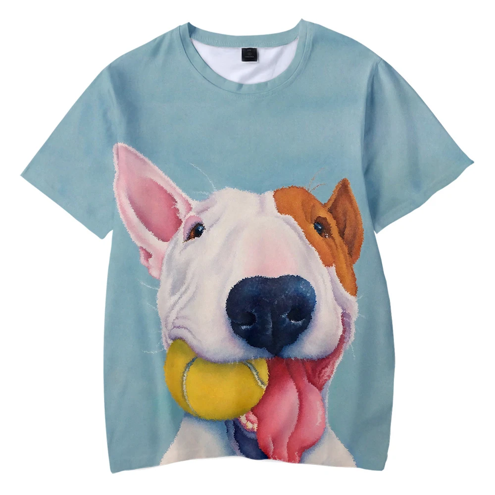

Bull Terrier 3D Print Tshirt Summer Short Sleeve Tops Kids Boys Girls T-shirts Unisex Toddler Baby Tees Children Casual Costume