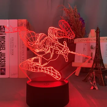 

Marvel Spider Man Figure 3d Lamp for Kids Bedroom Decor Nightlight Cool Superhero Spiderman Led Night Light for Christmas Gift