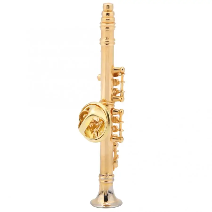 Badges Brooch pin gold plating clarinet, clarinet brooch musical instrument with jewelery gift box for woman man for backpack