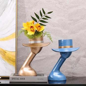 

European Resin Figure Statue Home Bedroom Office Wine Cabinet Crafts Living Room Home Decoration Accessories Hat Girl Ornaments