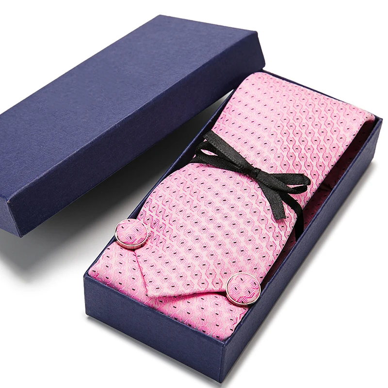 

ew Arrival Men's Ties Geometric Red Mens Wedding Neckties 7.5cm Necktie Business Silk Ties For Men Tie Gift box packing