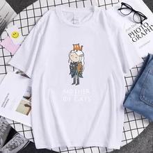 

Cartoons Mother of Cats Prints Women T Shirt Travering Brand Cartoons Quality Tee Shirts Sports O-Neck Female Tshirt