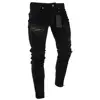 On Sale Fashion Men Ripped Skinny Jeans Stretch Destroyed Frayed Slim Fit Denim Pant with Zipper Pencil Pants Trousers Men Clothes 4000554541985