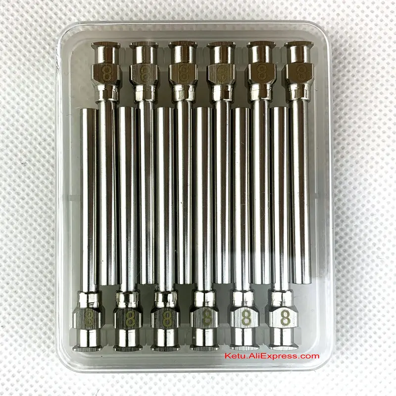 14G Dispensing Needle 1" Stainless Steel Blunt Tip Luer Lock Pack of 12 
