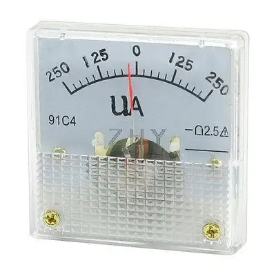 

91C4 DC 250uA Rectangle Analog Panel Ammeter Gauge Amperemeter Class 2.5