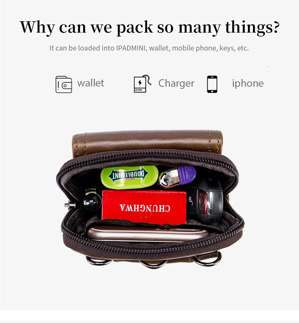 LAOSHIZI brand Men Genuine Leather Waist Pack Bag Mini Phone Pockets Case Coin Purse Male Money Bags Shoulder Messenger Bag