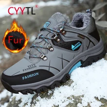 

CYYTL Winter Warm Outdoor Hiking Shoes Fur Lined Safety Work Sneakers Waterproof Fashion Sport Non-slip Camping Snow Zapatillas