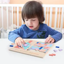 3-в-1 Детская Деревянный тетрис игра пазл Танграм головоломки T Форма строительные блоки образовательные игрушки головоломки