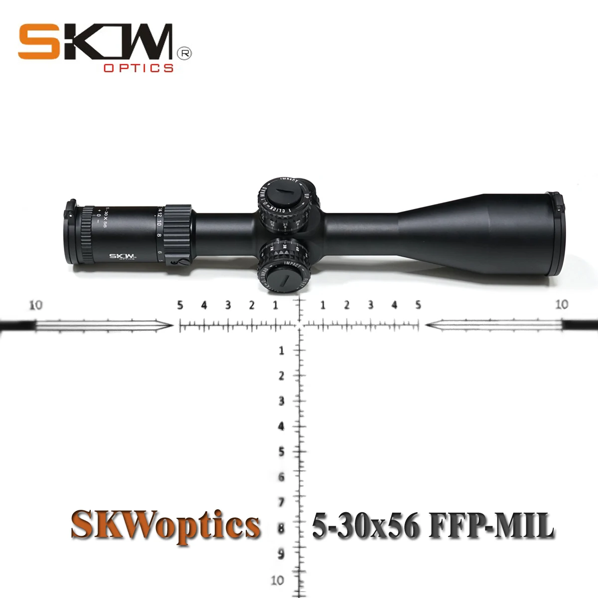 Винтовочный прицел SKWoptics 5 30x56FFP MIL A первый фокусный самолет ffp с кольцами 34 мм