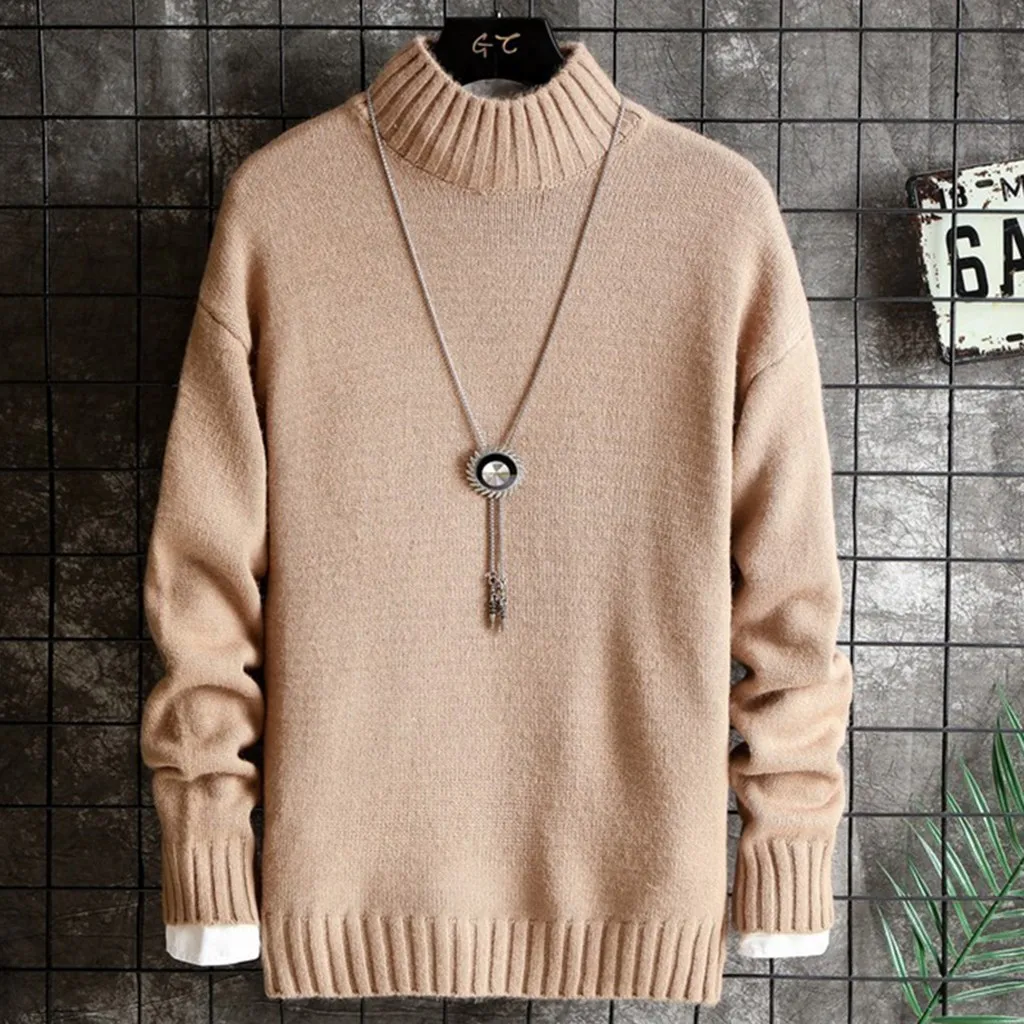 Белый мужской свитер в минималистическом стиле, Осень-зима, модный однотонный пуловер, свитера, мужские джемпера