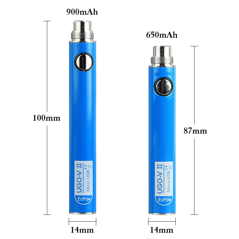 EVOD UGO-V II 900 мАч 650 мАч EGO CE4 микро USB Сквозной Vaping 510 нить вейпер ручка батарея