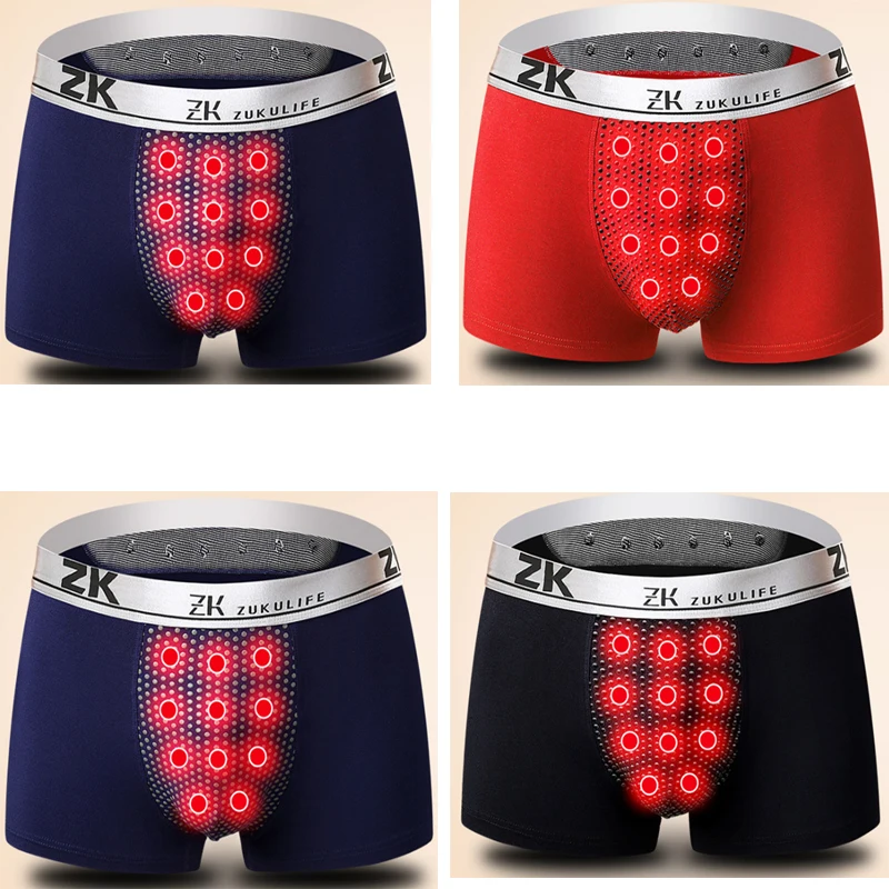 Latest Precious Mineral 17 Magnets Comfortable Space Underwear Men's Magnetic Therapy Healthy Underpants - Цвет: Красный