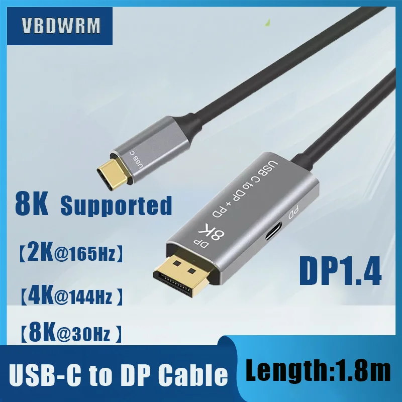 Кабель для дисплея 8K кабель адаптера Thunderbolt 3 / USB C к DP 1 4 @ 30 Гц MacBook Pro/Air iMac Galaxy S20/S10 |