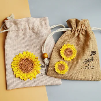 

Sunflower Flower Set Iron Embroidery Patches Clothing Backpack Stripes on Clothes Kids Cartoon Appliques Sticker DIY Hole Repair