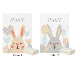 LVYZIHO – couverture de bébé personnalisée avec nom lapin mignon/ballon, couverture polaire en flanelle, 30x40 / 48x60 / 60x80 pouces 