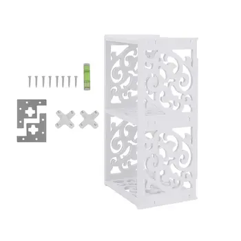

Two Grids Wood Plastic Composite Hollow Carved Desktop Shelf Bookshelf Bookcase CD/DVD Storage Organizer Corner Shelf Unit